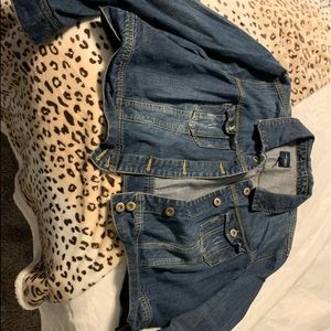 distressed crop denim jacket